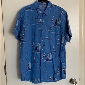 Men’s sailboat nautical short sleeve button down